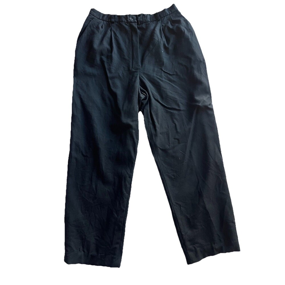 Vtg Pendleton Wool Pants Women’s Size 14 Black High-Rise Pleated Straight Leg